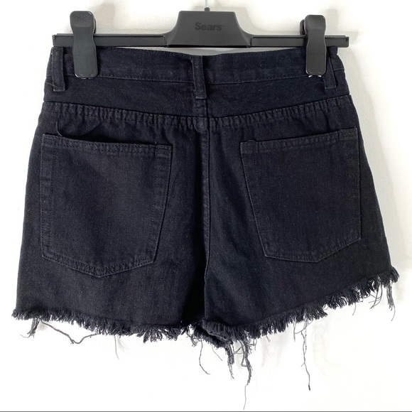 Black Ripped Jean Mom Shorts - Picture 5 of 8